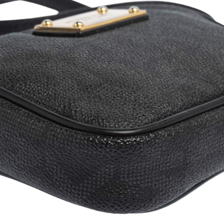 Pre Owned MICHAEL Michael Kors Black/Grey Signature Coated Canvas and Leather Mini Jet Set Crossbody Bag