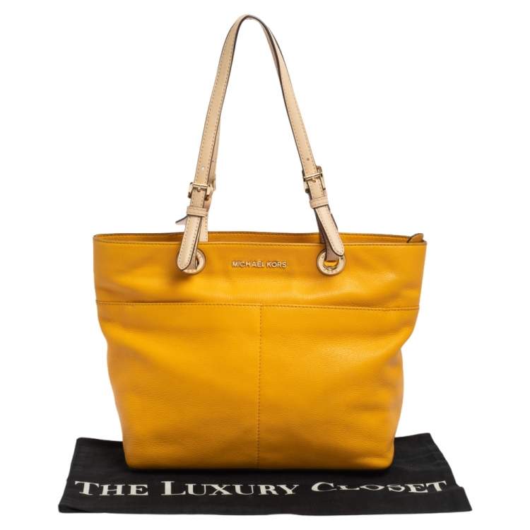 Pre Owned MICHAEL Michael Kors Mustard Soft Leather Bedford Tote