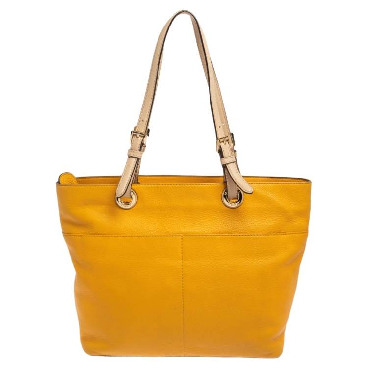 Pre Owned MICHAEL Michael Kors Mustard Soft Leather Bedford Tote