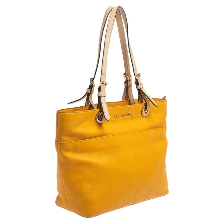 Pre Owned MICHAEL Michael Kors Mustard Soft Leather Bedford Tote