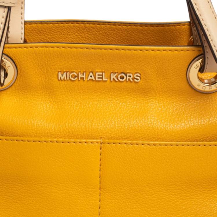 Pre Owned MICHAEL Michael Kors Mustard Soft Leather Bedford Tote