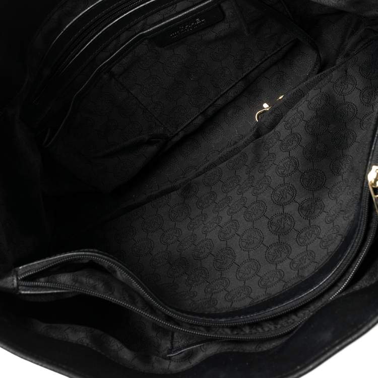 Pre Owned MICHAEL Michael Kors Black Saffiano Leather Jet Set Travel Tote