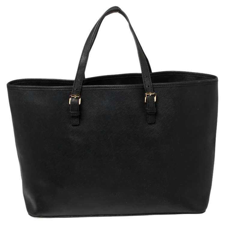 Pre Owned MICHAEL Michael Kors Black Saffiano Leather Jet Set Travel Tote