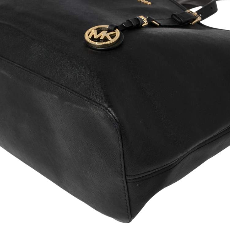 Pre Owned MICHAEL Michael Kors Black Saffiano Leather Jet Set Travel Tote