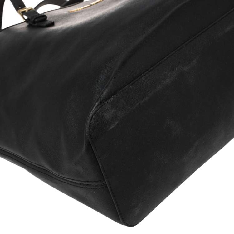 Pre Owned MICHAEL Michael Kors Black Saffiano Leather Jet Set Travel Tote