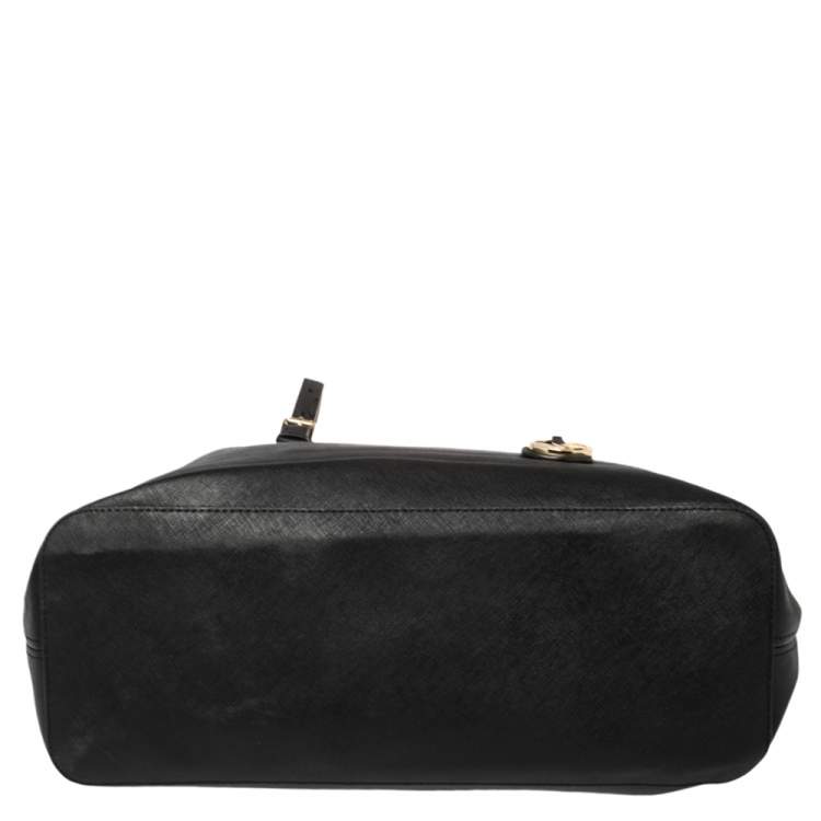 Pre Owned MICHAEL Michael Kors Black Saffiano Leather Jet Set Travel Tote