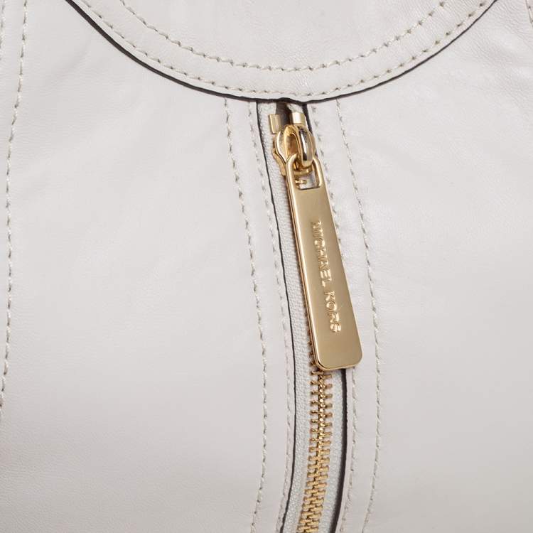 Pre Owned  Michael Kors White Leather Moxley Satchel