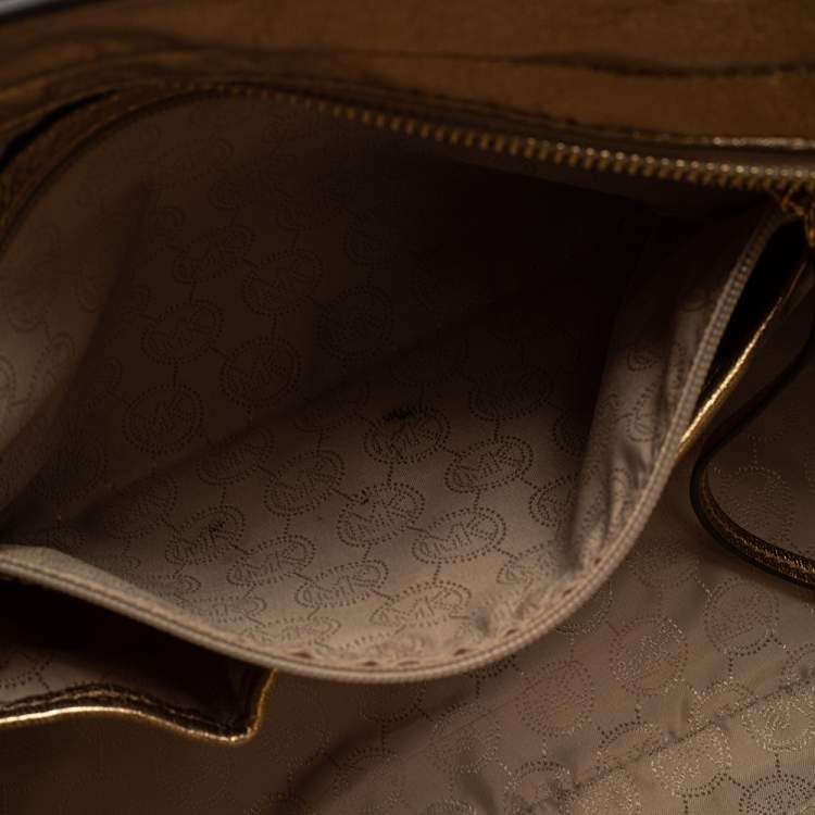 Pre Owned MICHAEL Michael Kors Metallic Gold Leather Large Selma Satchel