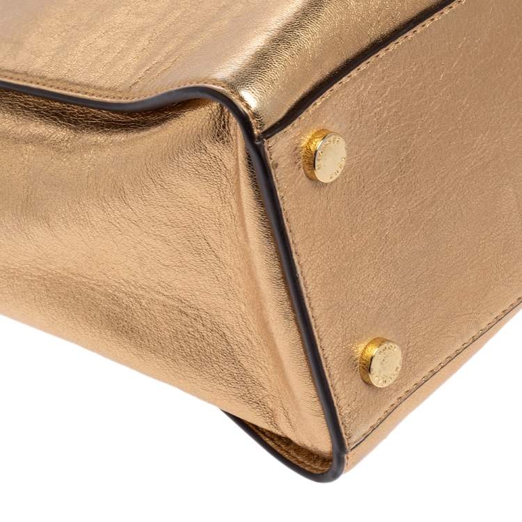 Pre Owned MICHAEL Michael Kors Metallic Gold Leather Large Selma Satchel