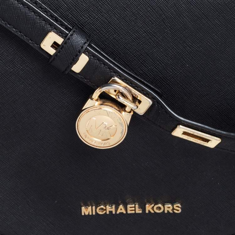مملوكة مسبقًا MICHAEL Michael Kors Black Saffiano Leather Hamilton Crossbody Bag
