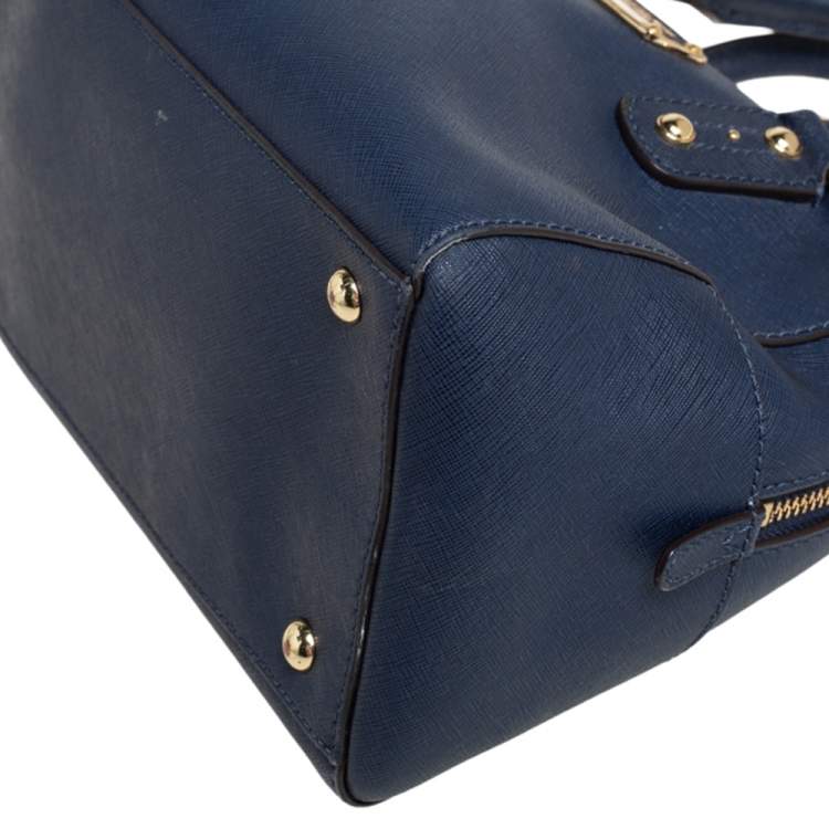 مملوكة مسبقًا MICHAEL Michael Kors Blue Leather Dome Satchel