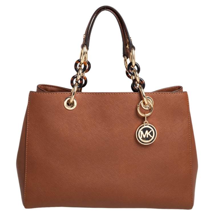 Pre Owned MICHAEL Michael Kors Tan Leather Medium Cynthia Tote
