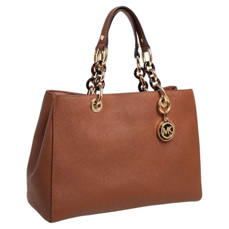 Pre Owned MICHAEL Michael Kors Tan Leather Medium Cynthia Tote