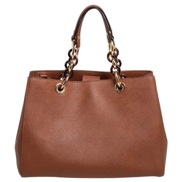 Pre Owned MICHAEL Michael Kors Tan Leather Medium Cynthia Tote