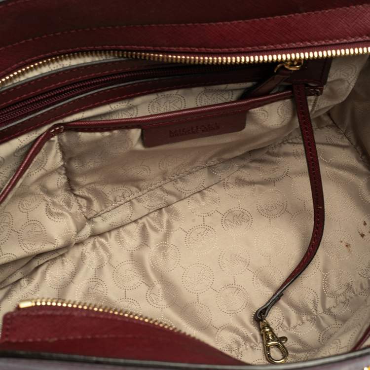 Pre Owned MICHAEL Michael Kors Burgundy Saffiano Leather Large Selma Tote