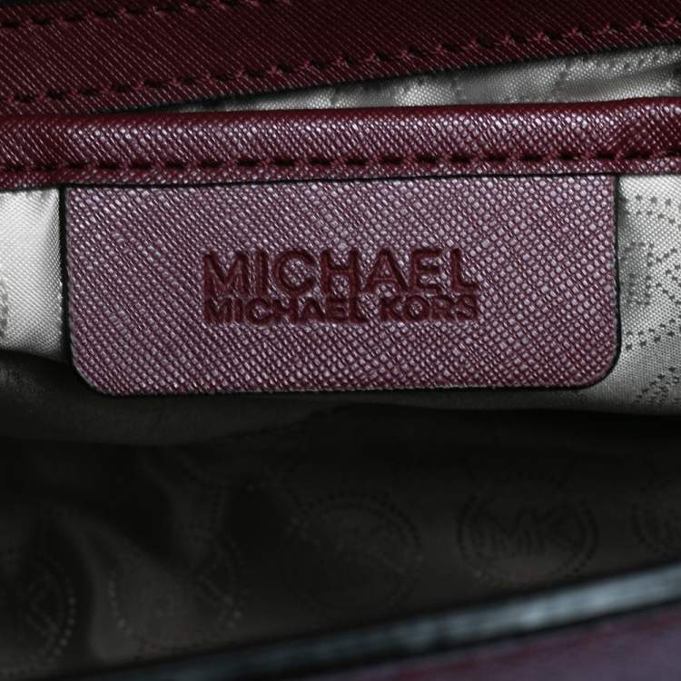 Pre Owned MICHAEL Michael Kors Burgundy Saffiano Leather Large Selma Tote