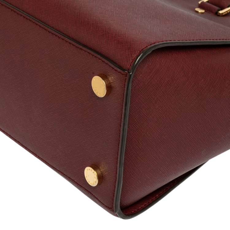 Pre Owned MICHAEL Michael Kors Burgundy Saffiano Leather Large Selma Tote