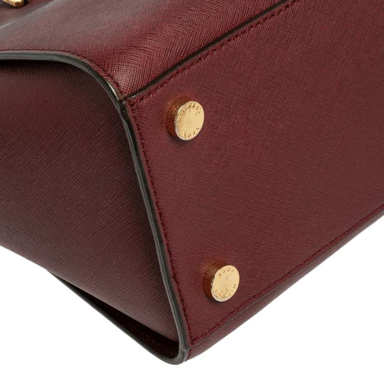Pre Owned MICHAEL Michael Kors Burgundy Saffiano Leather Large Selma Tote