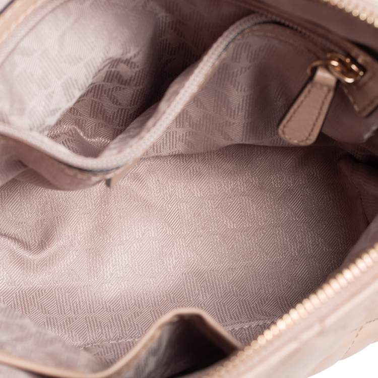 Pre Owned MICHAEL Michael Kors Beige Quilted Leather Large Cindy Dome CrossBody Bag