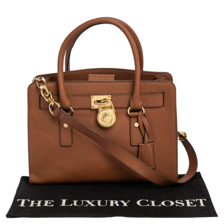 Pre Owned MICHAEL Michael Kors Brown Leather Hamilton East West Tote