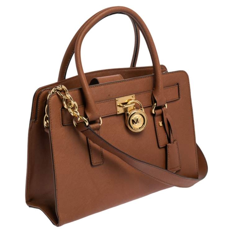 Pre Owned MICHAEL Michael Kors Brown Leather Hamilton East West Tote