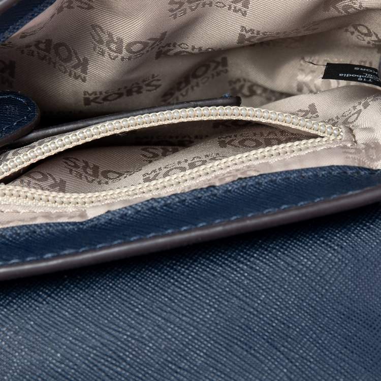 Pre Owned MICHAEL Michael Kors Blue  Saffiano Leather Bridgette Crossbody Bag