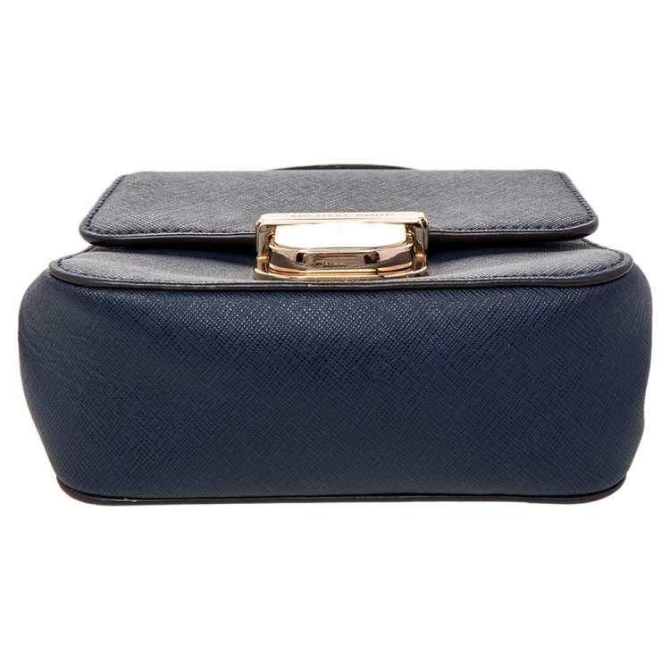 Pre Owned MICHAEL Michael Kors Blue  Saffiano Leather Bridgette Crossbody Bag
