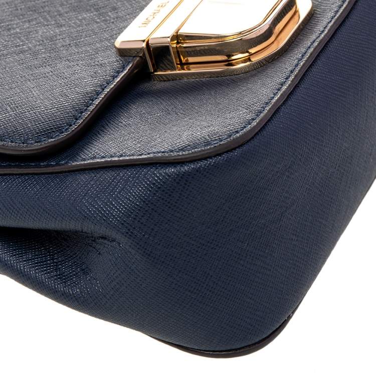 Pre Owned MICHAEL Michael Kors Blue  Saffiano Leather Bridgette Crossbody Bag