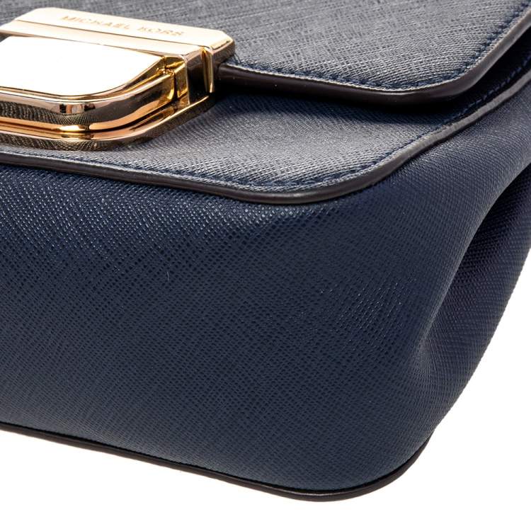 Pre Owned MICHAEL Michael Kors Blue  Saffiano Leather Bridgette Crossbody Bag