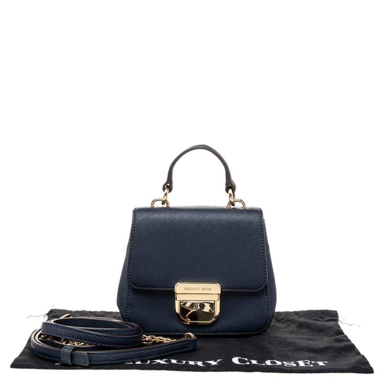Pre Owned MICHAEL Michael Kors Blue  Saffiano Leather Bridgette Crossbody Bag