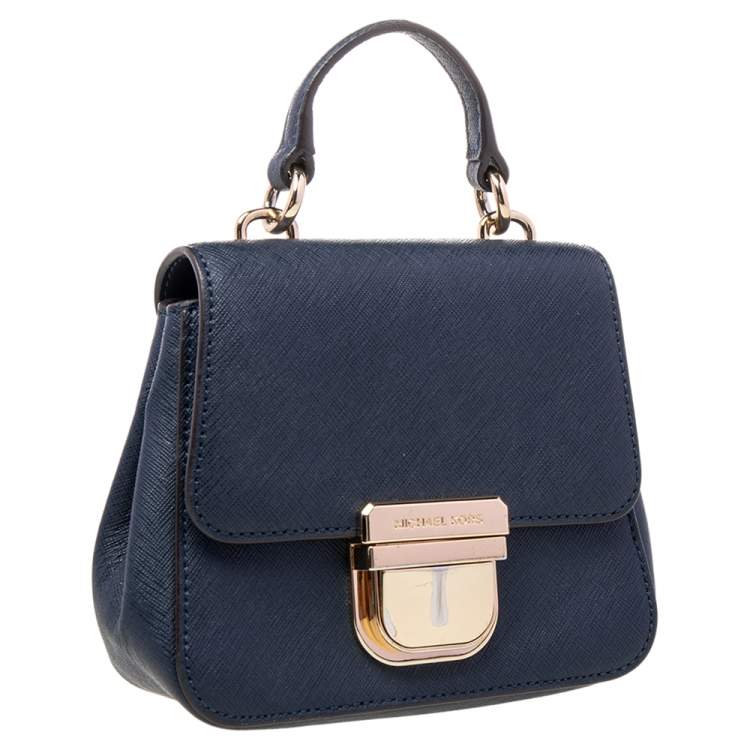 Pre Owned MICHAEL Michael Kors Blue  Saffiano Leather Bridgette Crossbody Bag