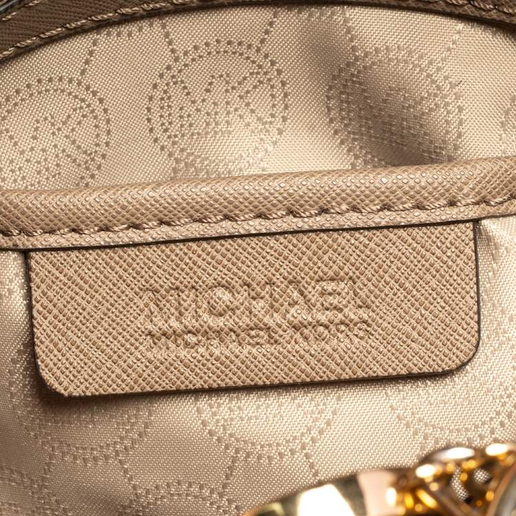 Pre Owned MICHAEL Michael Kors Beige Saffiano Leather Medium Cynthia Tote