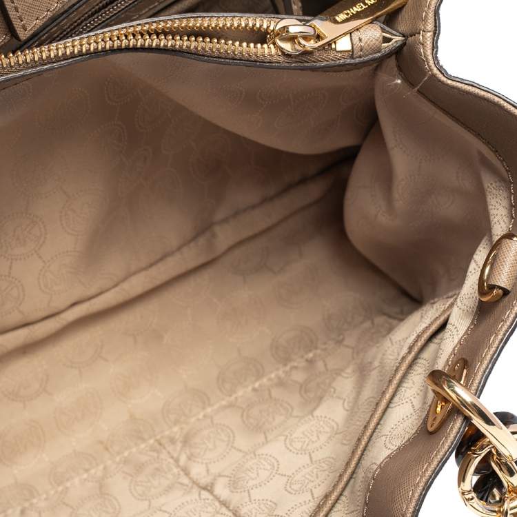 Pre Owned MICHAEL Michael Kors Beige Saffiano Leather Medium Cynthia Tote