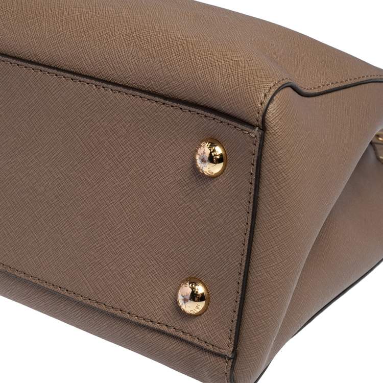 Pre Owned MICHAEL Michael Kors Beige Saffiano Leather Medium Cynthia Tote