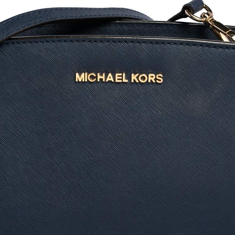 Pre Owned MICHAEL Michael Kors Navy Blue Leather Small Selma Crossbody Bag