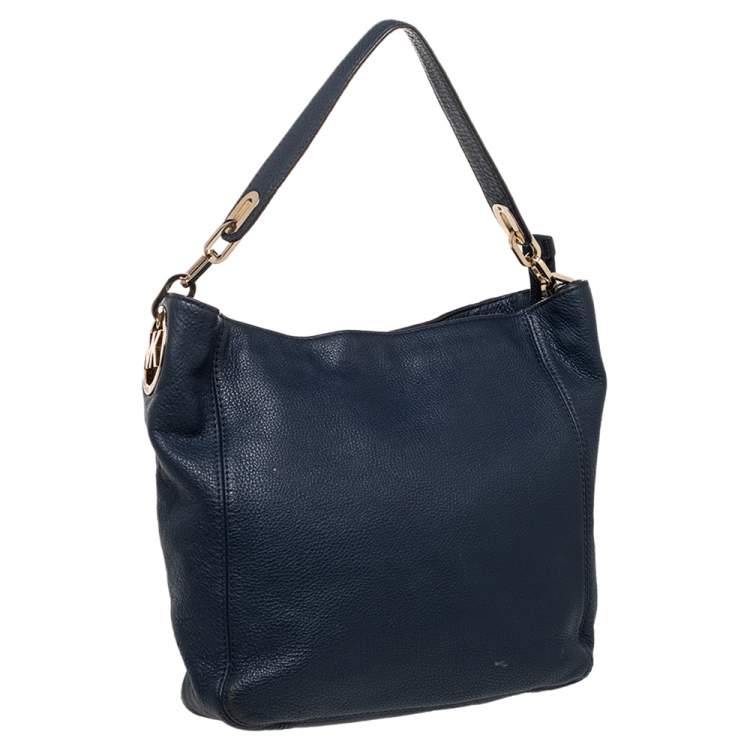 Pre Owned MICHAEL Michael Kors Dark Blue Leather Fulton Hobo