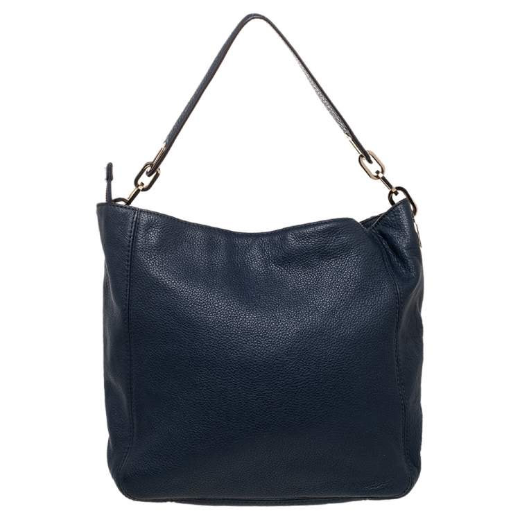 Pre Owned MICHAEL Michael Kors Dark Blue Leather Fulton Hobo