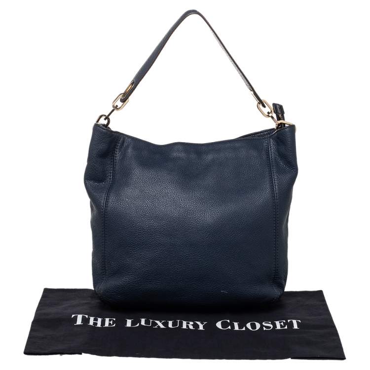 Pre Owned MICHAEL Michael Kors Dark Blue Leather Fulton Hobo