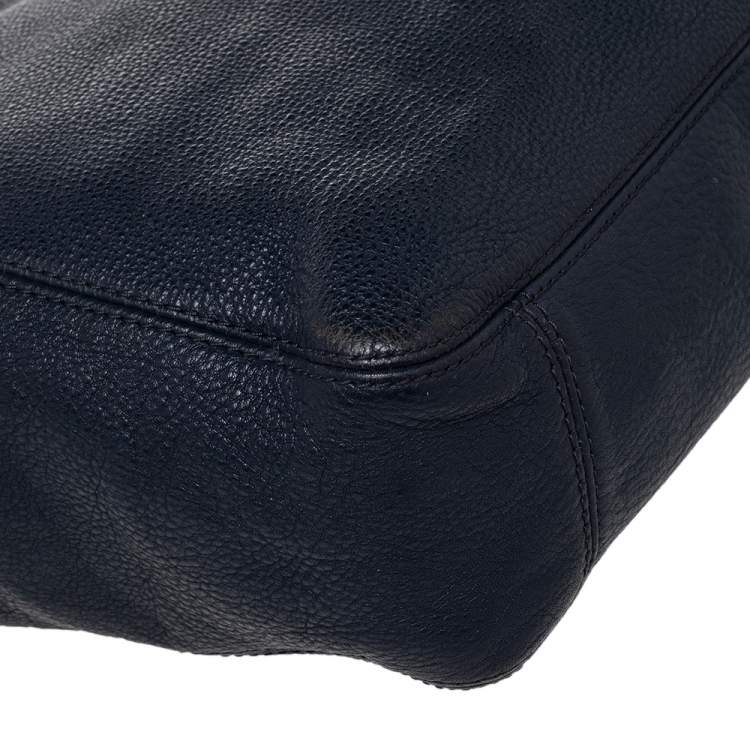 Pre Owned MICHAEL Michael Kors Dark Blue Leather Fulton Hobo