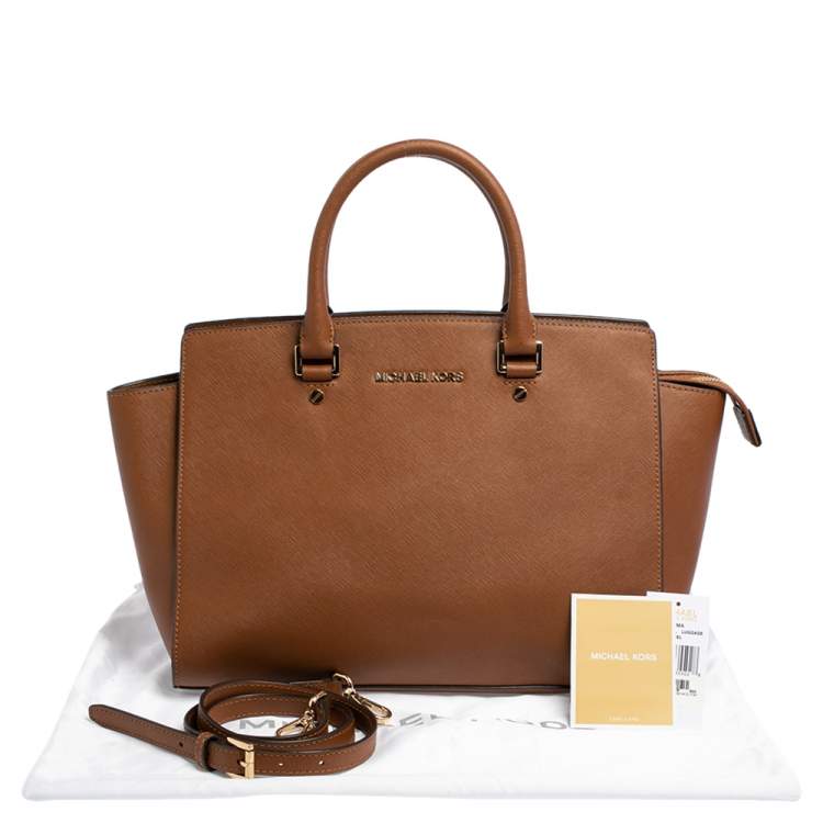 Pre Owned MICHAEL Michael Kors Brown Saffiano Leather Large Selma Tote