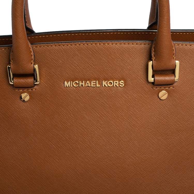 Pre Owned MICHAEL Michael Kors Brown Saffiano Leather Large Selma Tote