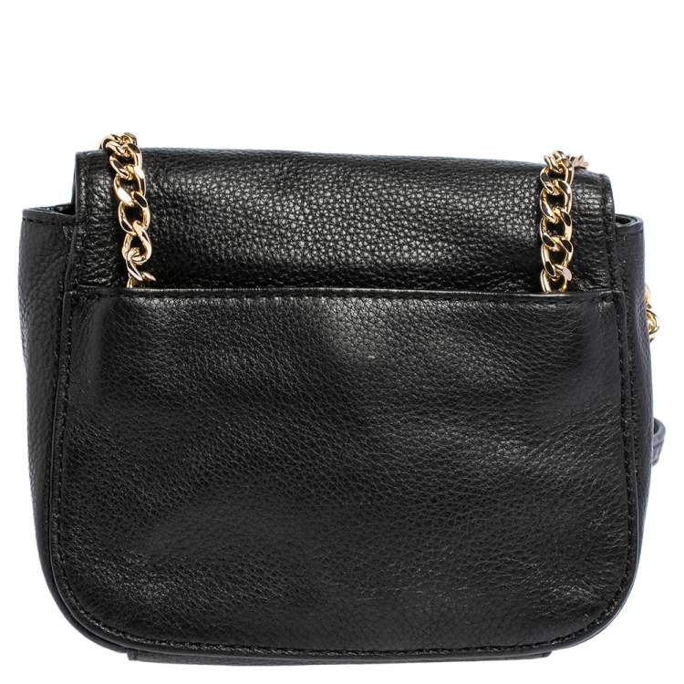 Pre Owned Michael Michael Kors Black Leather Fulton Crossbody Bag