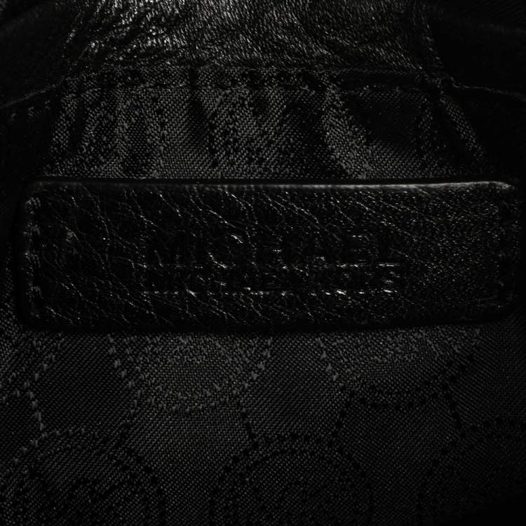 Pre Owned Michael Michael Kors Black Leather Fulton Crossbody Bag