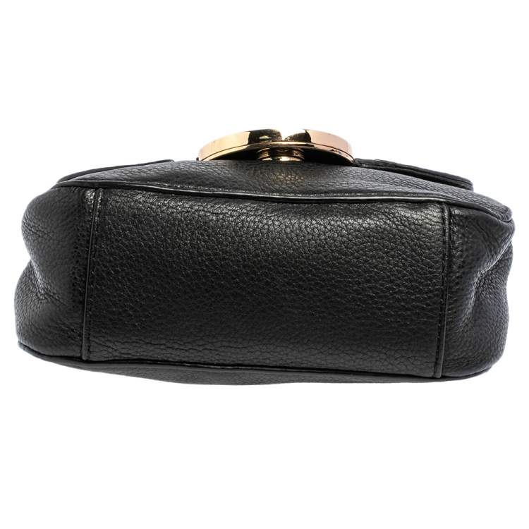 Pre Owned Michael Michael Kors Black Leather Fulton Crossbody Bag
