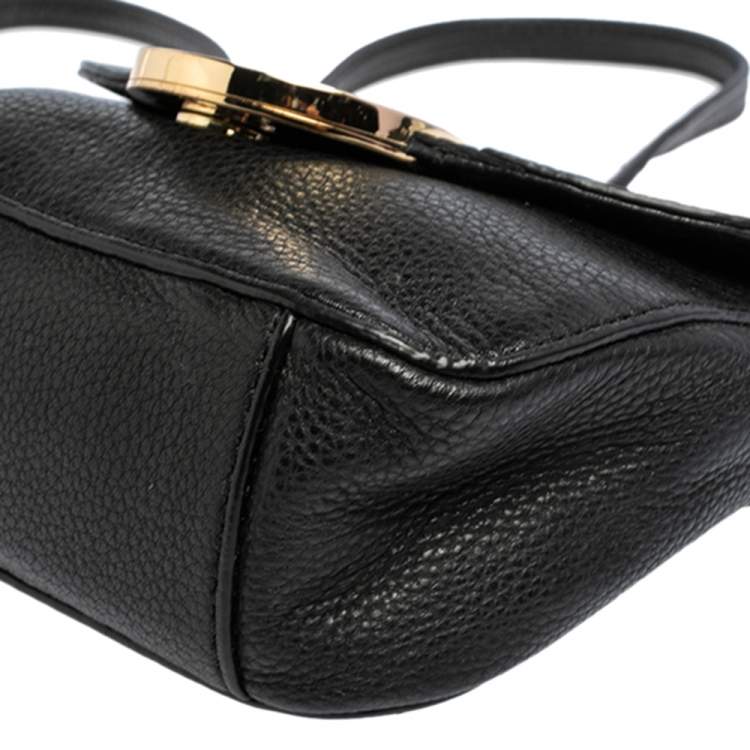 Pre Owned Michael Michael Kors Black Leather Fulton Crossbody Bag