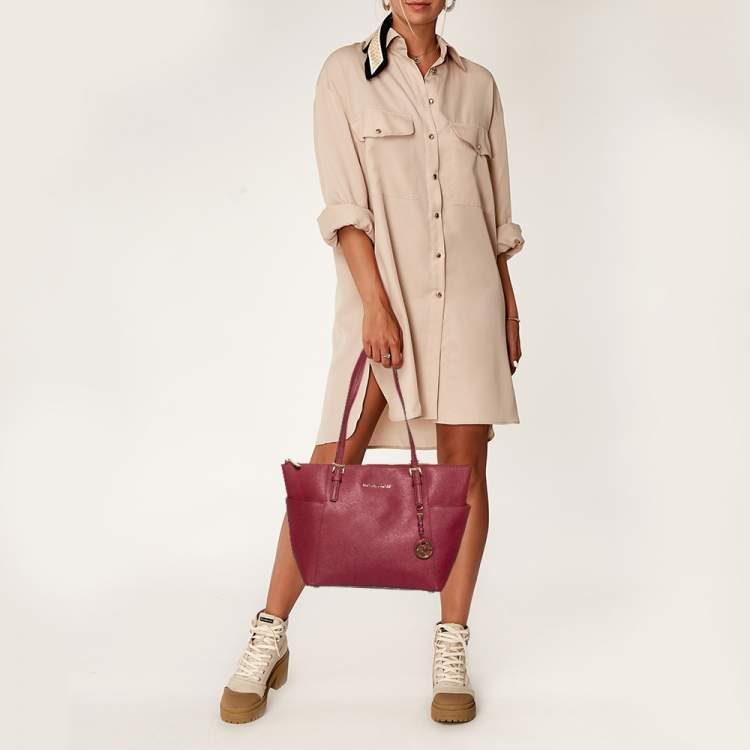 Burgundy michael kors on sale tote