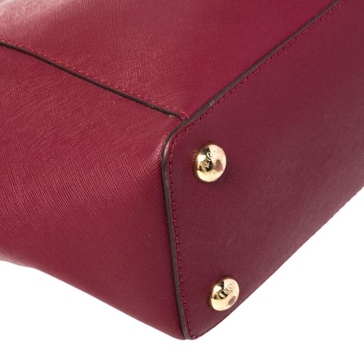 Pre Owned MICHAEL Michael Kors Burgundy Leather Large Jet Set Travel Tote