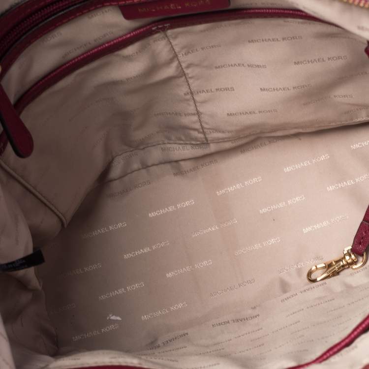 Pre Owned MICHAEL Michael Kors Burgundy Leather Large Jet Set Travel Tote