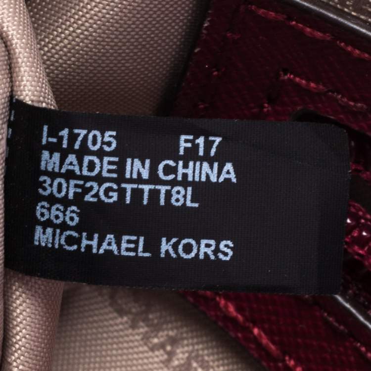 Pre Owned MICHAEL Michael Kors Burgundy Leather Large Jet Set Travel Tote
