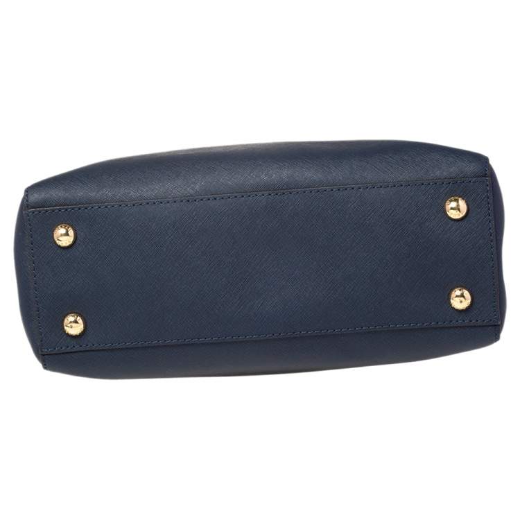 Pre Owned MICHAEL Michael Kors Dark Blue Leather Medium Cynthia Tote